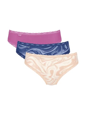 Sloggi Slip 3er Pack in Lila/Blau/Nude