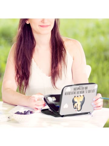 Mr. & Mrs. Panda Federmappe Pinguine Einschlafen mit Spruch in Grau Pastell