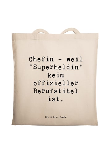 Mr. & Mrs. Panda Shopping Tasche Spruch Chefin Superheldin mit S... in Creme