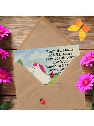 Mr. & Mrs. Panda Grußkarte Einhorn Radfahrer Design mit Spruch in Weiß