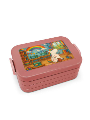 Mr. & Mrs. Panda Bentobox Einhorn Näherin Design ohne Spruch in Rot Pastell