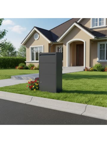 relaxdays Paketbox in Grau - (B)44 x (H)82 x (T)22 cm