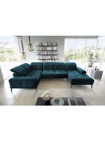 MF Design Nevido Recamiere Links in Blautanne -  (L) 201 x (B) 350 x (H) 77 cm