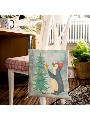Mr. & Mrs. Panda Beuteltasche Pinguin Weihnachtsbaum Design ohne... in Weiß