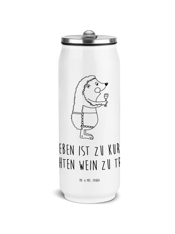 Mr. & Mrs. Panda Edelstahl Trinkflasche Igel Wein mit Spruch in Weiß