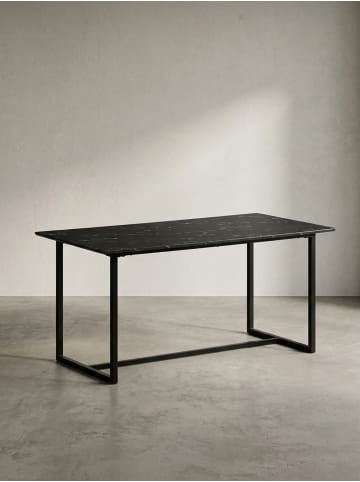 KADIMA DESIGN Esszimmertisch 200x90x76 cm Küchentisch in Marmor-Optik in Schwarz
