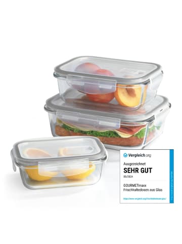Gourmetmaxx GOURMETmaxx Glas-Frischhaltedosen Klick-it mit Mikrowellen-Ventil - 6-teilig - g