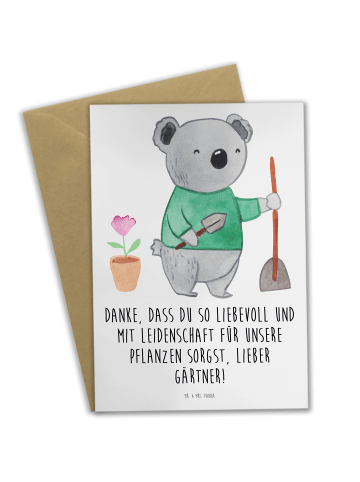 Mr. & Mrs. Panda Grußkarte Lieber Gärtner mit Spruch in Weiß