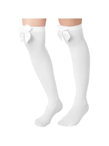 tectake Feine Overknee-Strümpfe in Einheitsgröße, weiß