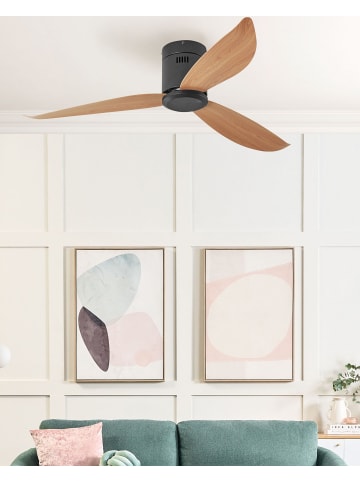 Beliani Deckenventilator ohne Beleuchtung MALAD in Schwarz/Heller Holzfarbton