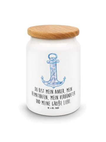 Mr. & Mrs. Panda Aufbewahrungsdose Anker Blau mit Spruch in Weiß
