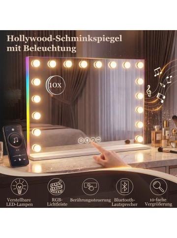 HOMCOM Hollywood Spiegel in Weiß 80L x 14B x 60H cm