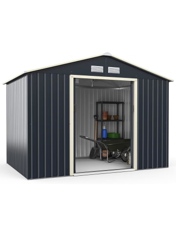COSTWAY Metall-Gartenhaus 9,76 m³ Türgröße: 117x163cm in Grau