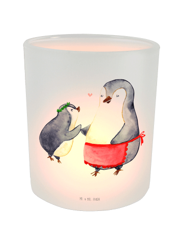 Mr. & Mrs. Panda Windlicht Pinguin mit Kind ohne Spruch in Transparent