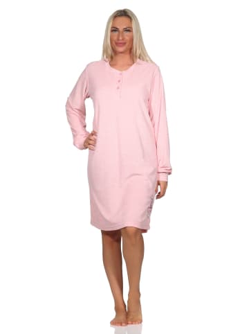 NORMANN Frottee Nachthemd langarm Bündchen - 82095 in rosa