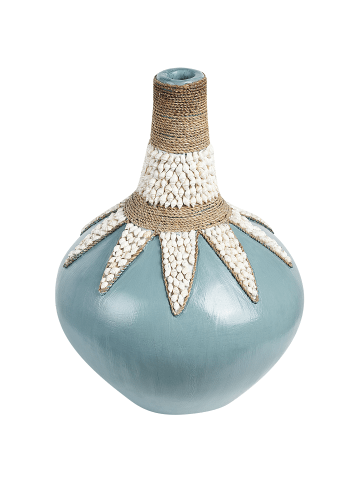 Beliani Dekovase SILAU in Blau/Beige - (W) 33 x (H) 43 x (L) 33 cm