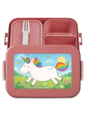 Mr. & Mrs. Panda Lunch Box Einhorn Happy Design ohne Spruch in Rot Pastell