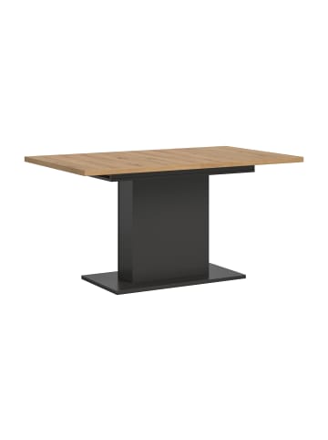 xonox.home Esstisch (B/H/T): 150-190x76x90 in eichefarben und grau mit Säulen-Gestell