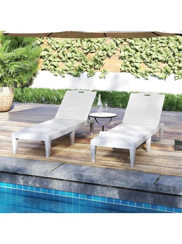 COSTWAY 2er Set Sonnenliege Kunststoff in Weiß