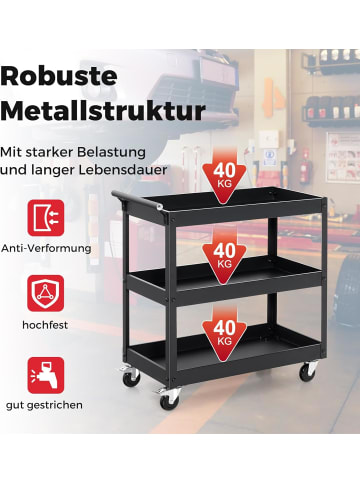 COSTWAY Werkstattwagen mit 2 Etagen in Schwarz