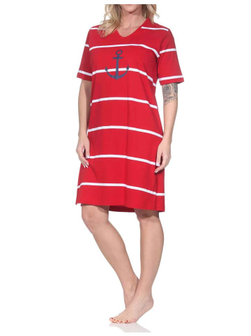 NORMANN Kurzarm Nachthemd Maritimer Look in grau-mel.