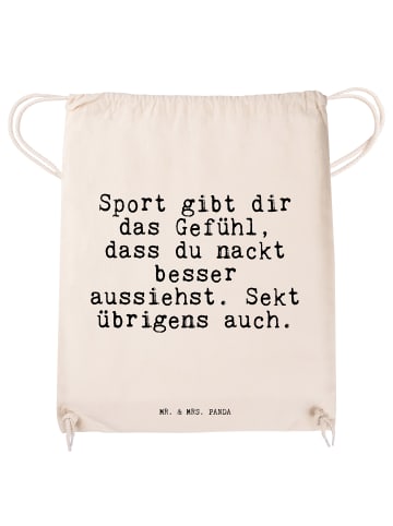 Mr. & Mrs. Panda Jutebeutel Sport gibt dir das... mit Spruch in Creme