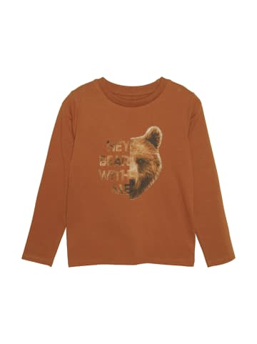 Minymo Langarmshirt MINYMO - MIT-Shirt LS - 133227 KW Langarmshirt mit Animalprint in Braun