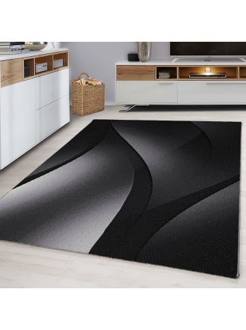 Kurzflor Teppich Pago in Schwarz
