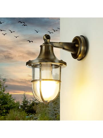 Licht-Erlebnisse Außen Wandlampe (B)14 x (H)27 cm in Dunkles Messing Antik