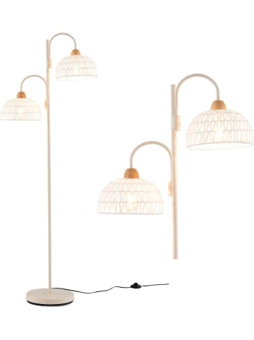 COSTWAY Rattan Stehlampe Wohnzimmer in Weiß