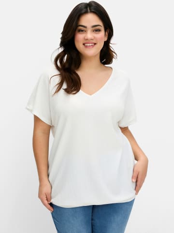 sheego V-Shirt in weiß