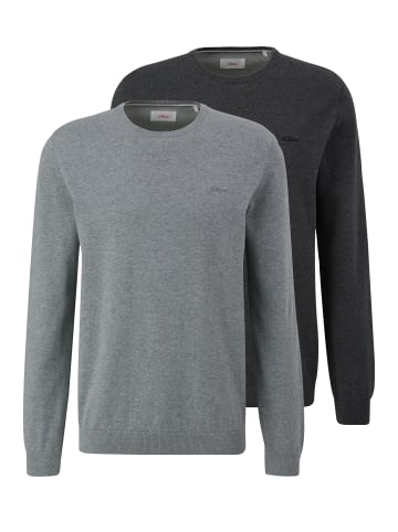 S. Oliver Pullover Basic in Hellgrau / dunkelgrau