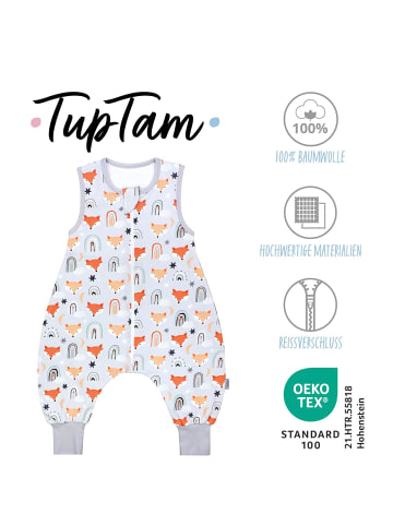 TupTam Babyschlafsack mit Beinen Unwattiert in grau/orange