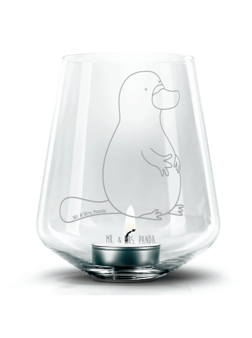 Mr. & Mrs. Panda Kerzenhalter Glas Schnabeltier Mut ohne Spruch in Transparent