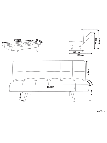 Beliani 3-Sitzer Sofa INGARO in Beige/Braun - (W) 182 x (H) 79 x (L) 80 cm