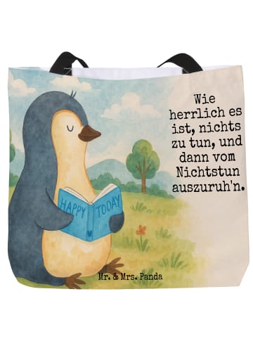 Mr. & Mrs. Panda Shopper Pinguin Buch Design mit Spruch in Weiß