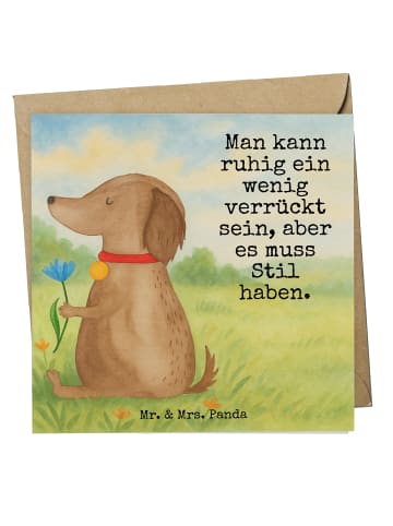 Mr. & Mrs. Panda Einladungskarte Hund Blume Design mit Spruch in Weiß