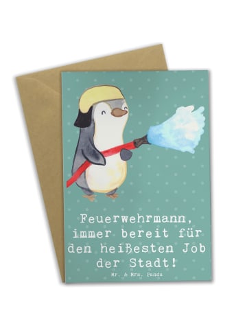 Mr. & Mrs. Panda valentinstagskarte Feuerwehrmann Held mit Spruch in Meeresbrise