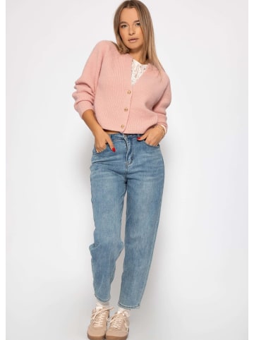 SASSYCLASSY Cardigan mit V-Ausschnitt in Altrosa