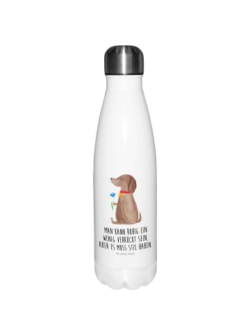 Mr. & Mrs. Panda Thermosflasche Hund Blume mit Spruch in Weiß