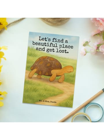 Mr. & Mrs. Panda Grußkarte Schildkröte MHerzieren Design mit Sp... in Weiß