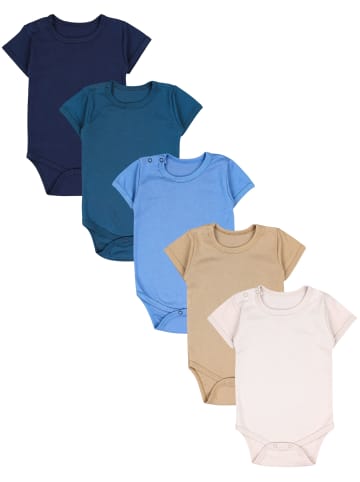TupTam Jungen Baby Body Kurzarm 5er Pack in beige/blau