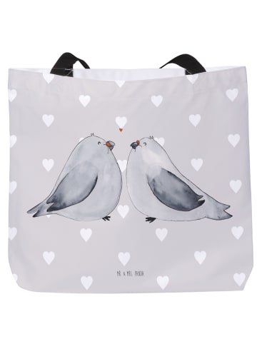 Mr. & Mrs. Panda Einkaufstasche Turteltauben Liebe ohne Spruch in Grau Pastell