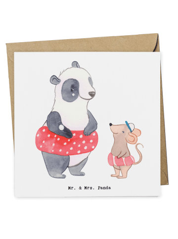 Mr. & Mrs. Panda Grußkarte Otter Schwimmen ohne Spruch in Weiß