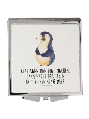Mr. & Mrs. Panda Kosmetikspiegel Pinguin Diät mit Spruch in Weiß