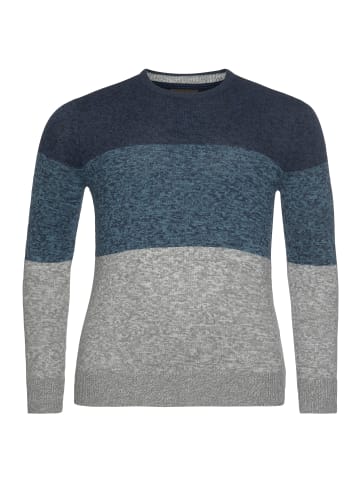 Man's World Rundhalspullover in blau-petrol-grau
