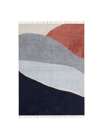 Beliani Kurzflor XINALI in Blau/Rot/Beige - (W) 140 x (L) 200 cm