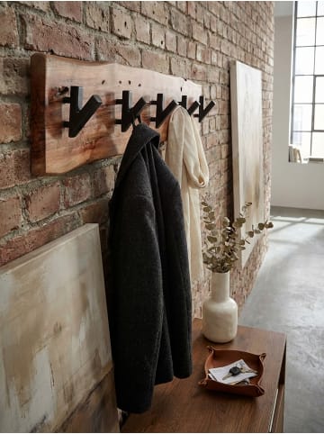 KADIMA DESIGN Design Wandgarderobe Akazie Massivholz / Metall 60 x 17 x 9 cm