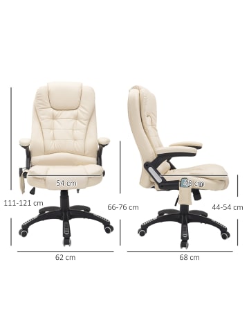 HOMCOM Massagesessel-62L x 68B x 111 – 121H cm-Cremeweiß