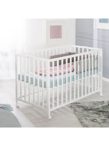 roba Fold Up Klappbett 60 x 120 cm – platzsparendes Gitterbett aus Holz - Weiß